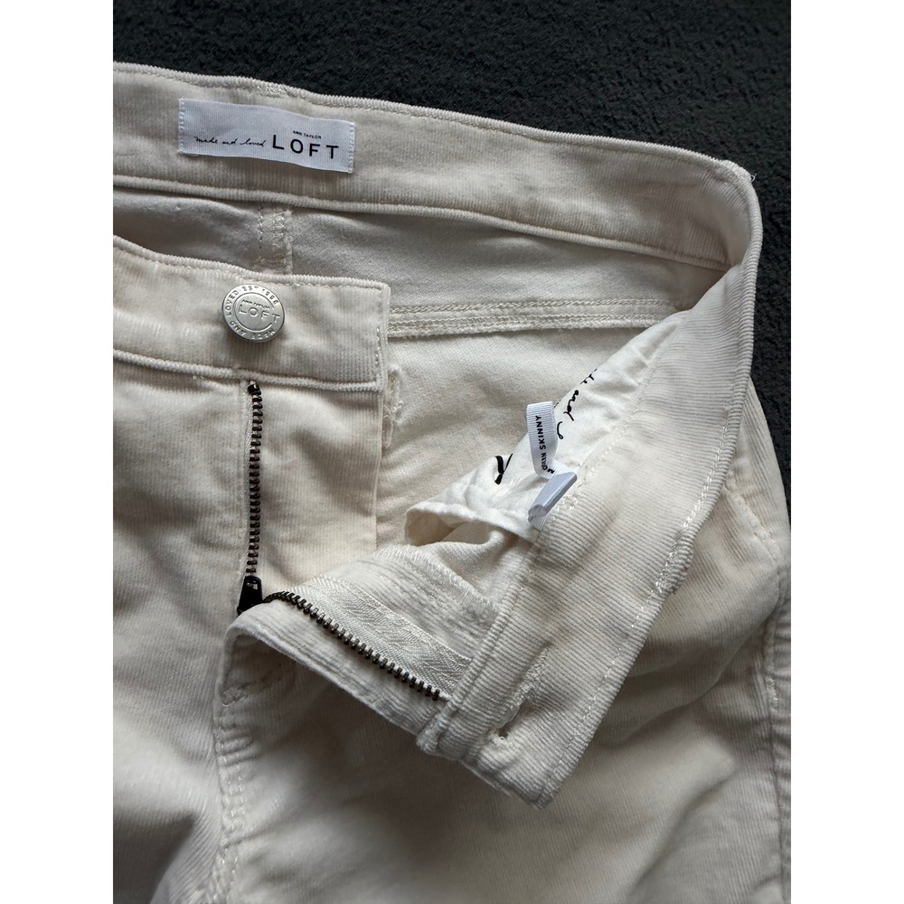 Ann Taylor Loft Womens Modern Skinny Cream Corduroy Skinny Leg Size 00/24 -EUC - Picture 9 of 14